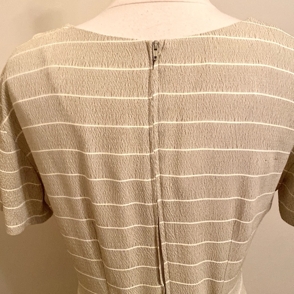 Breakin’ Loose Vintage Gold Cream Striped Satin Collar Short Sleeve Dress SZ 3/4 - Picture 8 of 14